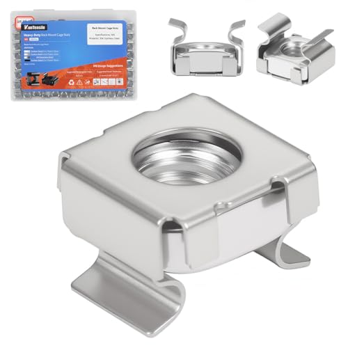 M6 Heavy-Duty Rack Mount Cage Nuts -100Pcs Cage Clips Nuts for Server/Network Racks (304 Stainless Steel)