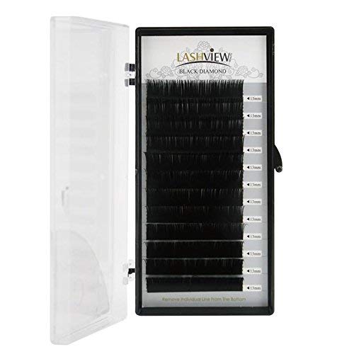 LASHVIEW Extensões de Cílios Postiços Flat Elipse 0,20 mm, Curvatura C, 13 mm