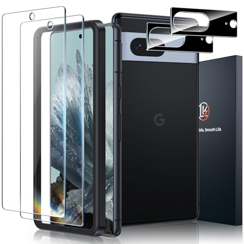 LK 2+2 Pack Screen Protector for Google Pixel 8 2pcs Tempered Glass Screen Protector & 2pcs Camera Lens Protector for Pixel 8 HD Screen Anti- Scratch Easy Installation