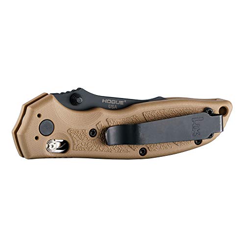 Hogue 54153 Hk Exemplar 3.25" Pivot Lock Folder Clip Point Partially Serrated Black Finish G10 Scales - Flat Dark Earth #TOP5
