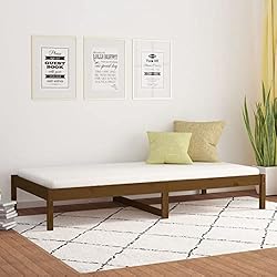 Tidyard Sofá Cama Moderno de Salón Oficina Sofa de Salón de Madera Maciza de Pino marrón Miel 90x190 cm,2716147#