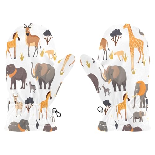 Kid's Winter Gloves Children Warm Gloves Lion Yellow Scarf Elephant for Boys Girl Age 2-4 Years