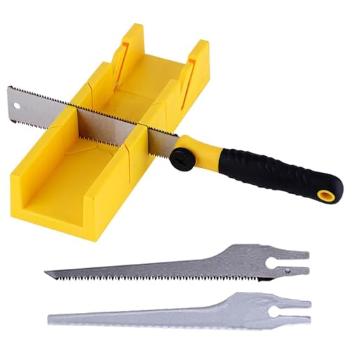 Takelablaze 12' Miter Box and Saw Set including 3 Hand Saws for Woodworking, Crafting, Carpentry, DIY, Woodworking Tools for Precise Miter and Bevel Cuts, 4PCS