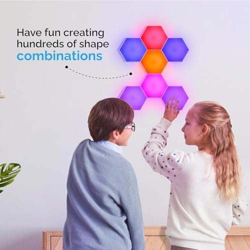 Emberela HEXlights Sensory Lights for Kids - 7pk Touch Hexagon Lights, Remote Controlled - Autism-Friendly Tap Tap Wall LED Panels for Sensory Room - Table Stand Included - Image 6