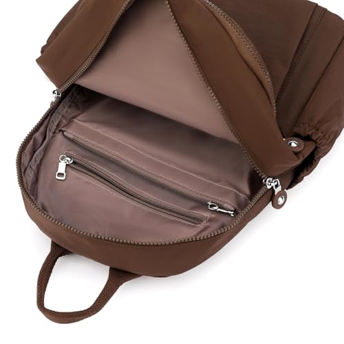 Image of Tanweibago Mini Nylon Women Backpacks,11L Small Ladies backpacks Casual Lightweight Women Shopping Travel Daypack (Brown)