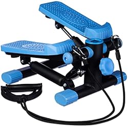 Maquina Subir Escaleras Gimnasio Relaxdays Stepper, Resistencia Ajustable, Expansores, Velocímetro y Cuentapasos, Pedales, 170 x 31 x 33 cm, Negro y Azul, Unisex-Youth, 1 Pieza