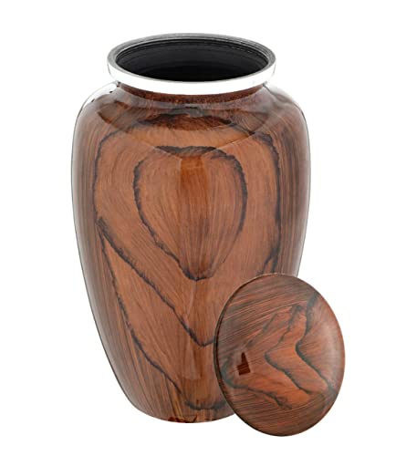 image for Bold & Divine Wood Grain Cremation Urn for Human Ashes - Elegant Large