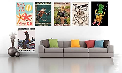 Decorations for Home Salem Sanctuary for Wayward Cats Ferals and Familiars Welcome Black Cat Printable Wall Art Wicked Witch Halloween Art Metal Posters for Walls 12x8inch