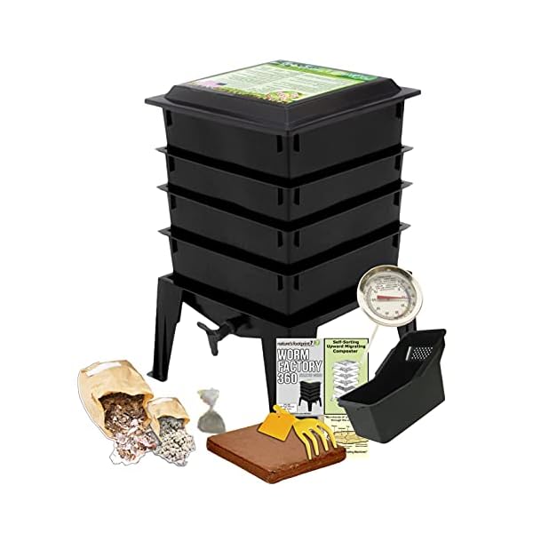 Worm Factory 360 Black US Made Composting System for Recycling Food Waste at Home