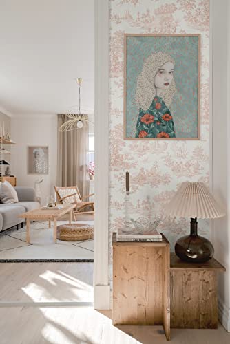 NextWall Chateau Toile Peel and Stick Blush Wallpaper