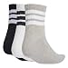 adidas Unisex 3 Stripes Cushioned Sportswear Mid Cut Socks 3 Pair Pack, medium grey heather/white/black, 40-42