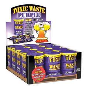 Toxic Waste Lot de 12 tambours violets bonbon acide défi goût