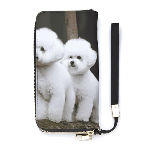 Portefeuille long blanc 20x10.5cm en cuir PU pour homme et femme moderne