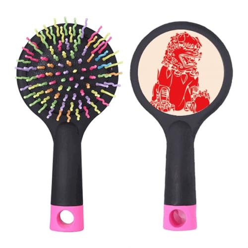 Brosse démêlante lion rouge artisanat d'art de Chine pour des cheveux sublimés