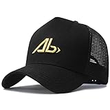 ISWMM Großer Kopfhut Sport Mesh Atmungsaktiv XXL Stickerei Oversize Baseball Cap Big Head Hat Plus 23.6"-25.5" (60-65cm), Schwarz Gold Label