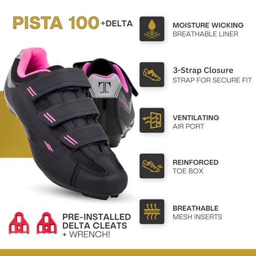 Image of Tommaso Pista Peloton Shoes for Women - Ready to Ride with Pre-Installed Delta Cleats for Indoor Bikes & Cycles - Explore Variety Cycling Shoes & Bike Accessories