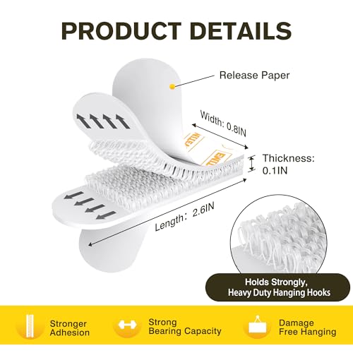 Image of EMITEVER Picture Hanging Strips Heavy Duty, Damage Free Hanging Picture Hangers for Walls, Picture Hanging Kit, Hanging Hooks Without Nails, Medium Poster Adhesive Strips White 28-Pairs (56 Strips)