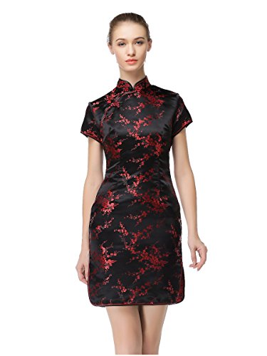 Bitablue Womens Red Plum Blossom Short Chinese Dress
