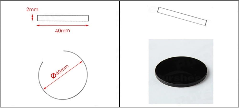 Filtro absorbente visible de transmisión U-V (ZWB1) 40 mm x 2 mm - Filtro óptico de alta precisión for uso en laboratorio
