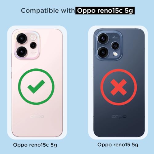 Image of Outlouders Back Cover for Oppo Reno 15C 5G Clear Transparent PC + TPU Bumper Case with Raised Edges for Shockproof Protection (Transparent)
