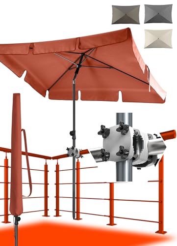 4smile Sonnenschirm Balkon SunnyShade, 200 x 125 cm, Orange - UPF 50+ Sonnenschirm rechteckig als Sonnenschutz Balkon - SunnyGuy Balkon-Schirm mit Sonnenschirmhalter + Sonnenschirmhülle