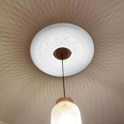 Medallón decorativo de techo blanco para ventilador y lámpara 6