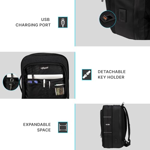 Image of F Gear Lucerne Black 41L Expandable Tech Travel Laptop Backpack|180 Full-Open Laptop Bag|Up to 17-Inch Laptop|Dual Carry Design, USB Charging Port, Luggage Strap|Lightweight Travel Overnighter
