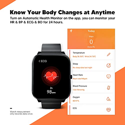 Smart Watch Fitness Tracker mit Herzfrequenzmesser Fit Bitwatches Damen Sportuhr Elegant Lets Fit Smartwatch für Männer Frauen für Android iOS-Schwarz - Image 3