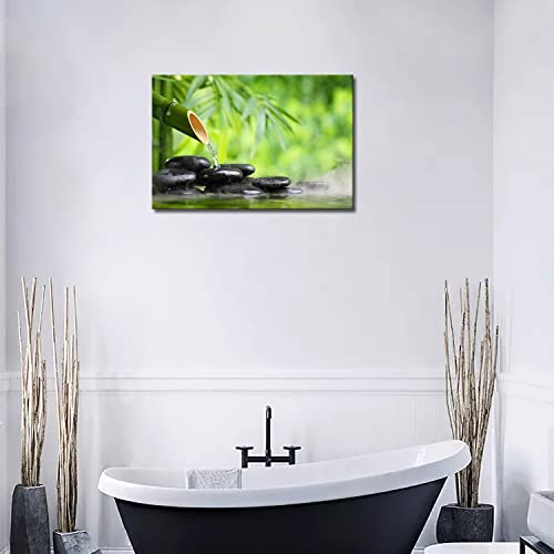 Green Spa Still Life With Bamboo Fountain And Zen Stone In Water Wall Art Painting The Picture Print On Canvas Botanical Pictures For Home Decor Decoration Gift #TOP3