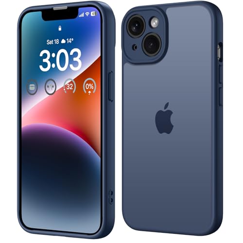 ORDA für iPhone 14 Hülle 6,1 Zoll, Vollständiger Kameraschutz Stoßfest Kratzfest Transluzente Rückseite Schutzhülle, Ant...
