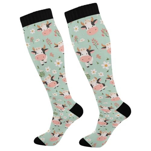 Image of Wusikd Heartbeat Symbol Compression Socks for Women and Men Circulation Black Long Socks for Athletic Running 1