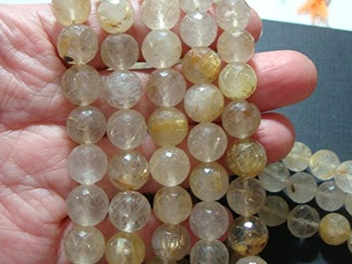 Quartz rutilé doré 8mm perles facettées LKBEADS pour création bijoux