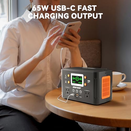 Image of HOWEASY Portable Power Station,260W(500W peak) Solar Generator with PD 65W,110V Pure Sine Wave AC Outlet, 48000mAh Backup Lithium Battery for Outdoor Camping Travel Home Emergency