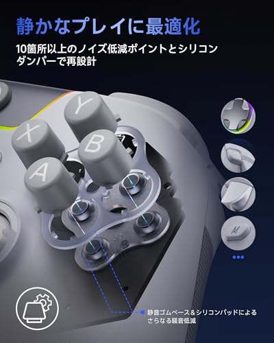 PC コントローラー、EasySMX X05PRO 無線 ゲームパッド、二段階ホールトリガーク付きゲーム コントローラー、1000Hz ポーリングレート、RGB バックライト、ソフトトーンボタン、Steam Deck/Switch2 /Switch/iOS/Android/PC用 (白)