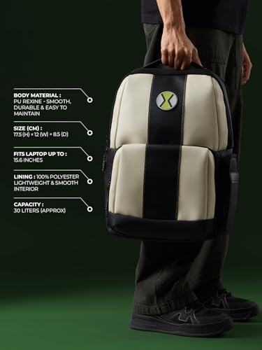 Image of The Souled Store Ben 10: Omnitrix Backpacks | Official Cartoon Network Merchandise | Premium Water-Resistant Laptop Bag with Iconic Graphic | Durable Urban Travel Rucksack for Men & Women