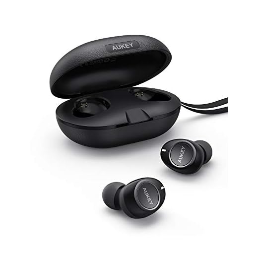 AUKEY Écouteurs Bluetooth 5 sans Fil avec Étui de Chargement Portable, Stéréo Oreillette IPX5 Étanche, Mousse à mémoire, Contrôle Tactile, Microphones Intégrés pour Android et iOS