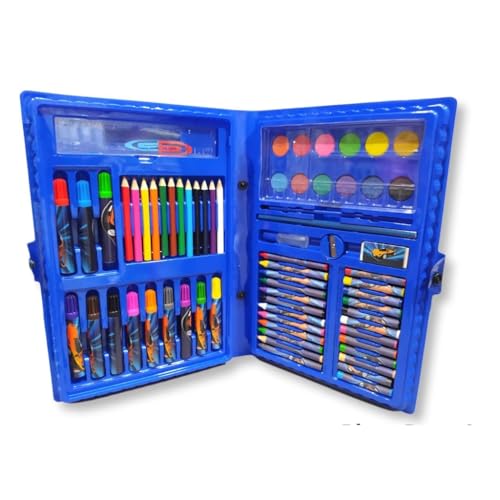 Estojo Maleta Pintura 48 Peças Infantil Canetinhas Giz Lápis de Cor - COR AZUL