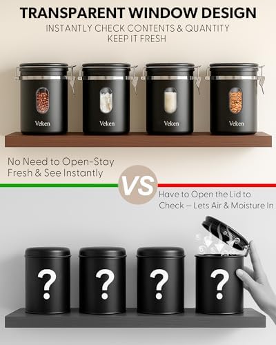 Coffee Canister with Window,Airtight Stainless Steel Pantry Container 36 Product Image