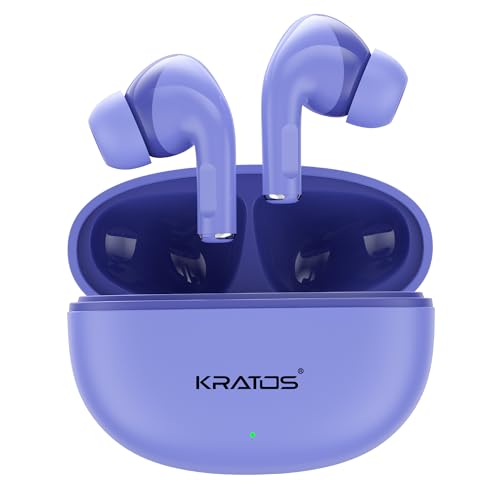 Kratos Pop Ear Buds Wireless with 50H Playtime, Noise Isolation & Clear Calls, Bluetooth Earbuds with Voice Assistant, Ear Buds with Bluetooth V 5.3 & with Type C Fast Charging, IPX4 TWS Earphones