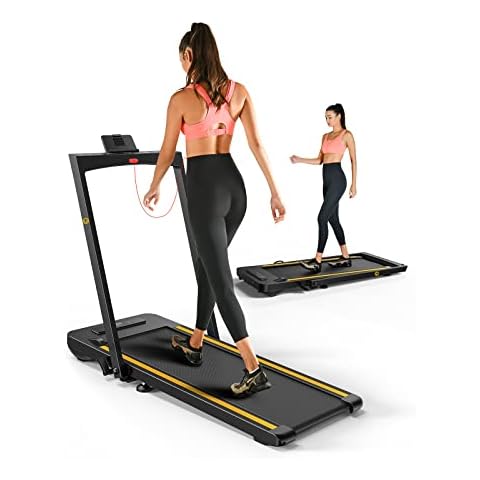 UREVO Folding Treadmill for Home,2.5HP Under Desk Electric Treadmills Walking Running Machine with Dual Display,Portable Compact Foldable Treadmill with Remote Control Cover
