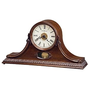 Howard Miller Andrea Mantel Clock – Roman Numerals, Brass Pendulum, Dual Chime Quartz Movement, Westminster & Ave Maria, Antique Style