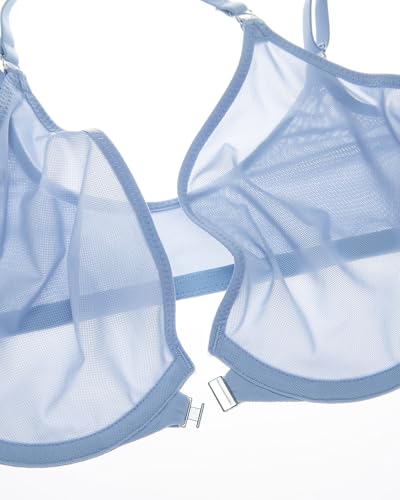 Image of INLYRIC Women's Front Closure Mesh Bra No Padding Demi