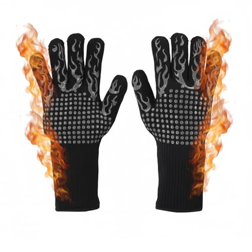 Premium Heat Resistant Barbecue Gloves, 3 Comfortable Sizes, Long Fireproof Gloves for a Unique Barbecue Experience, Includes Gift Packaging and Recipes E-Book