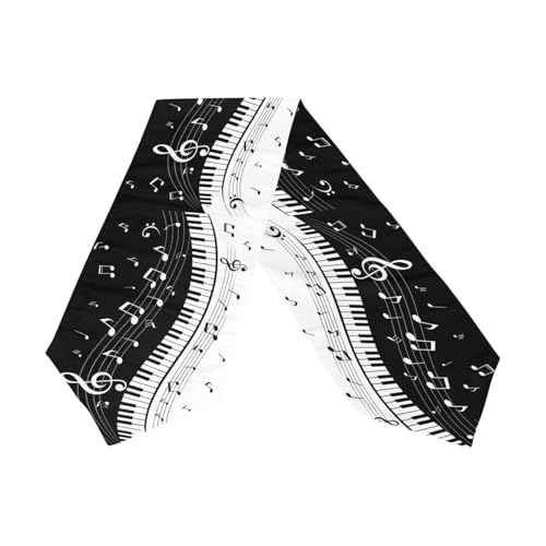WOOR Double-Sided Grunge Retro Musical with Notes and Piano Keys Table Runner 13 x 70...