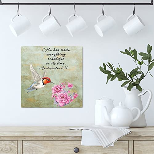 Panneau en bois He Has Made Everything Beautiful déco fleur rose - 4