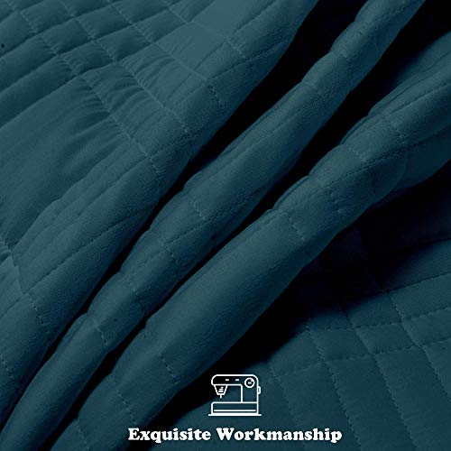 Phrixus Queen Bedspreads Oversized Teal Quilt Set, Double Sided Stitching Comforter Set, Lightweight Coverlet 3 Pieces, Full/Queen (100"X106") #TOP5