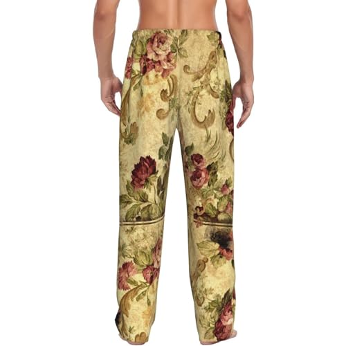 Yellow Spring Daffodils Men's fully printed casual pants with elastic waistband pockets, suitable for home and sleep3
