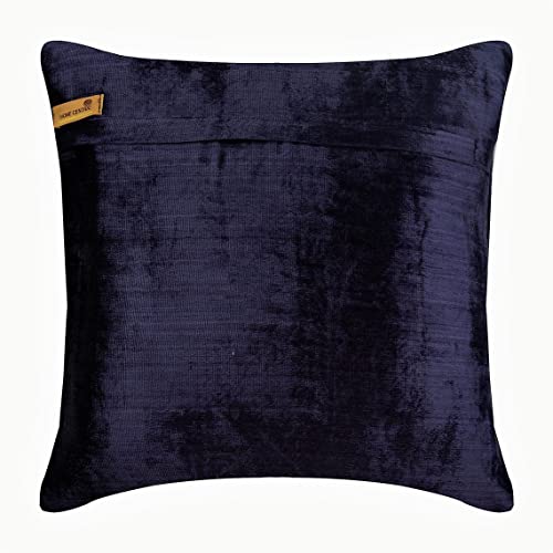 The Homecentric Pillow Cover, Navy Blue Throw Pillow Cover Accent Pillow Couch 18X18 Navy Blue Velvet Pillow Cover Silver Sequins Embroidered, Silver Pillow Cover 18X18 Inch (45X45 Cm) - Navy City #TOP2
