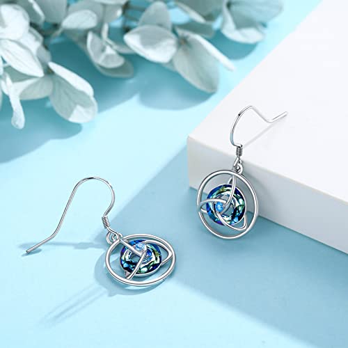 Celtic Earrings 925 Sterling Silver Irish Good Luck Triangle Knot Stud Earring Celtic Knot Crystal Jewelry Gifts For Women Teen Girls Hypoallergenic Earrings For Sensitive Ears #TOP5