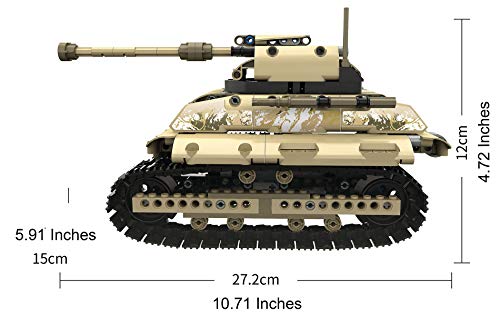 Toy Essentials 497 Pieces Army Battle Tank Remote Control Building Block Set - Thumbnail 3